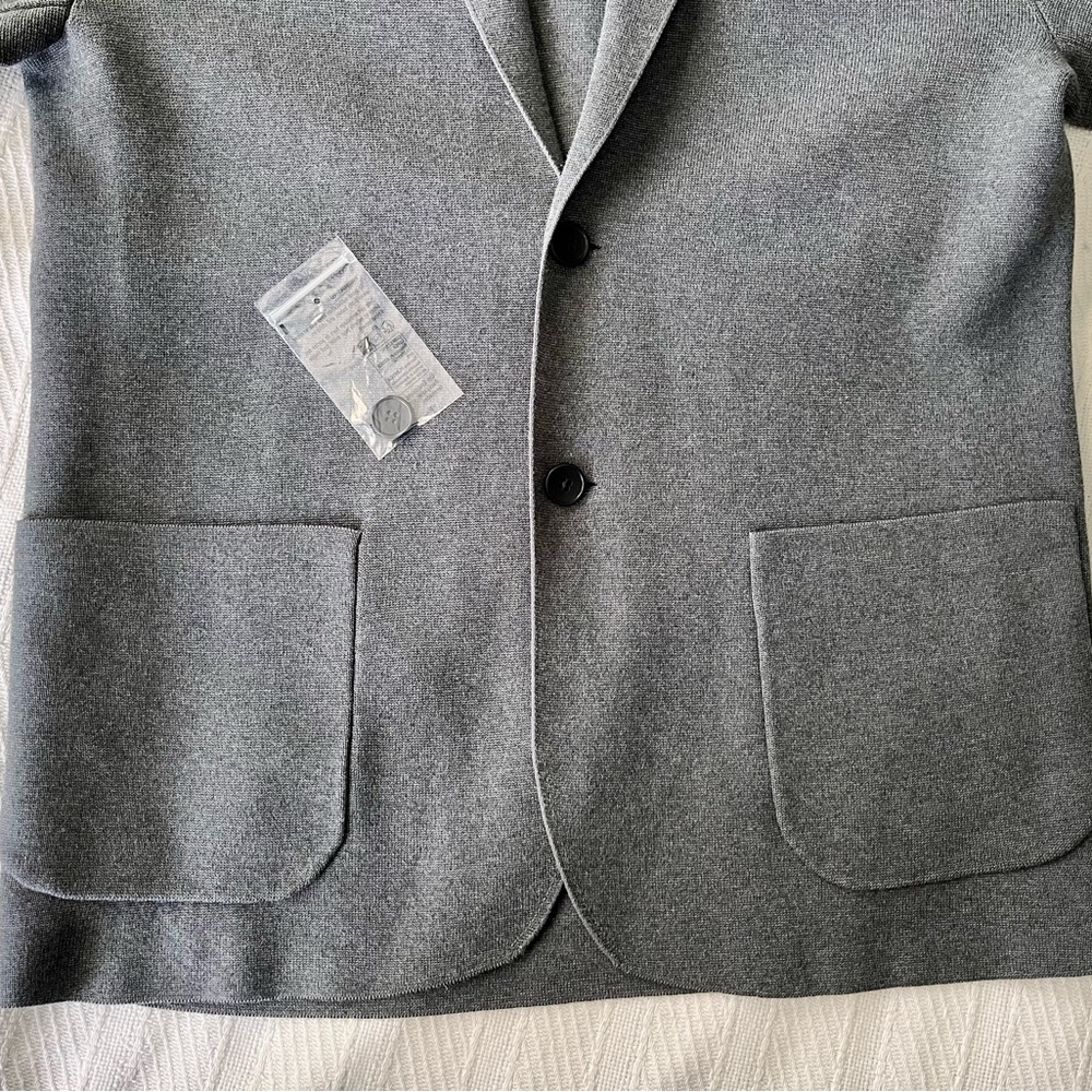 Uniqlo Gray Knit Sport Coat - Two-Button Casual Blazer - Picture 3 of 6